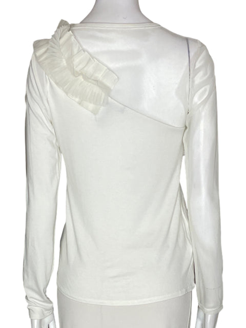 Blusa Bcbg Liso Plisado Manga larga Blanco - Talla XS