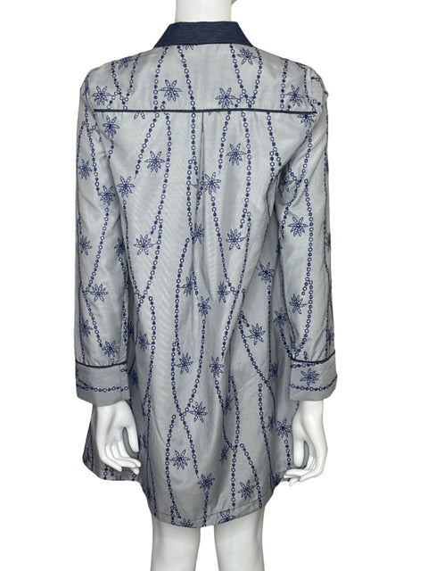 Vestido Bcbg Camisero Bordado Azul - Talla M
