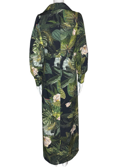Vestido Vtch Maxi Fluido Abullonado Verde - Talla S