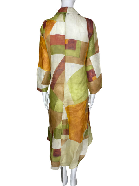 Vestido Massimo Dutti Estampado Transparente Manga larga Naranja - Talla S