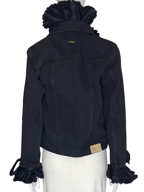 Chaqueta Adri Liso Ruchas Jeans Negro - Talla S