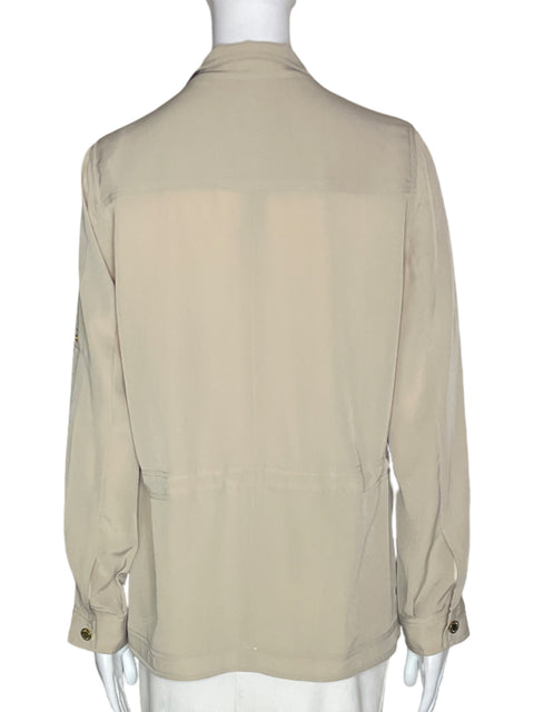 Chaqueta Calvin Klein Liso Bolsillo Zipper Manga larga Beige - Talla S