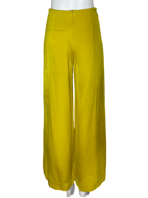 Pantalón Silvia Tcherassi Liso Palazo Nudo Amarillo - Talla M