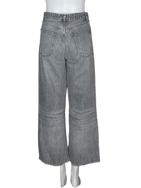 Pantalón Zara Recto Wide-leg Gris - Talla 34