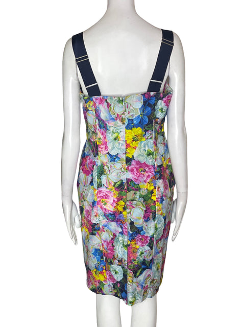 Vestido Erdem Estampado Floral Tiras Rosado - Talla 8