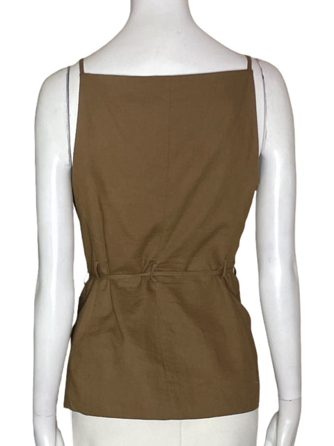 Blusa Zara Tiras Botones Cordon Marrón - Talla XS