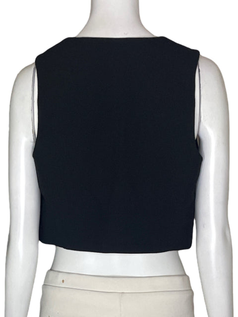 Blusa Zara Sin mangas Cuello v Liso Negro - Talla S