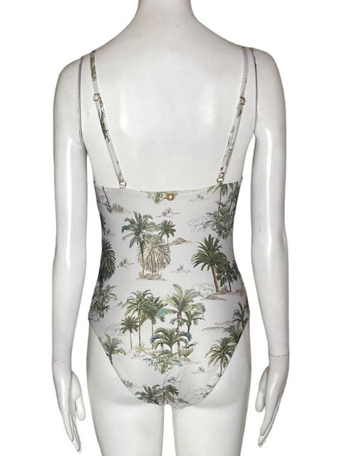 Traje De Baño Onda De Mar Estampado Tiras Verde - Talla S