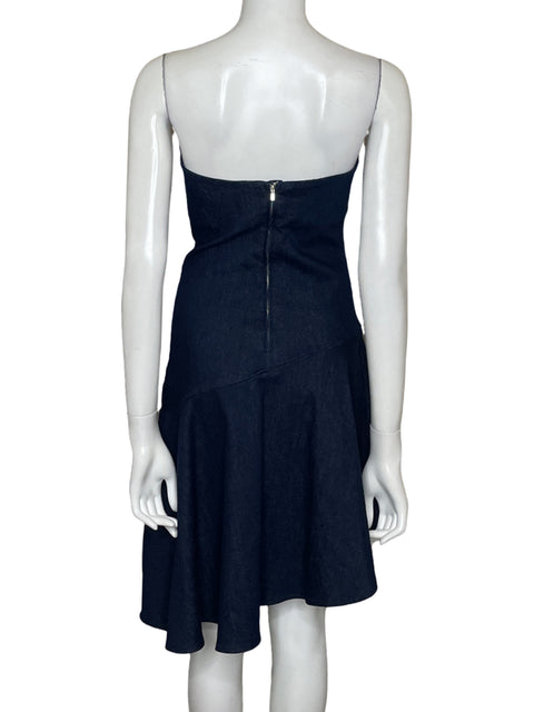 Vestido Zara Strapless Asimétrico Azul - Talla M