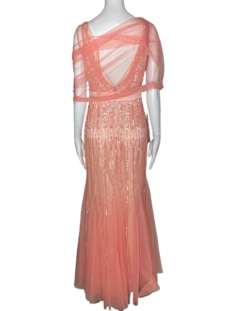 Vestido Two By Rosa Clara Pedreria Chal Transparente Rosado - Talla 6