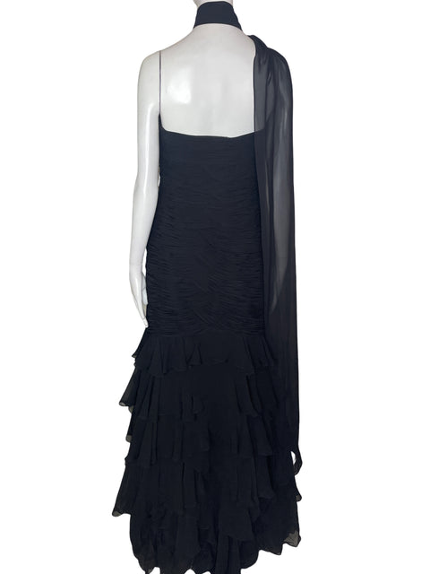 Vestido Bicici Maxi Plisado Strapless Negro - Talla L