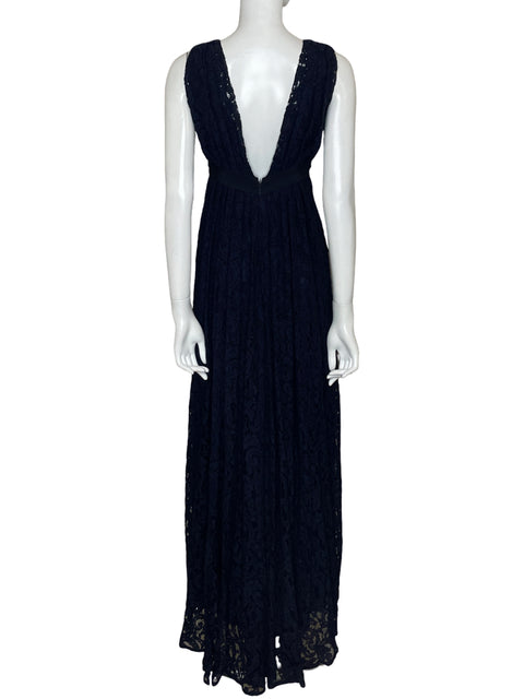 Vestido Carolina Herrera Drapeado Encaje floral Azul - Talla 4