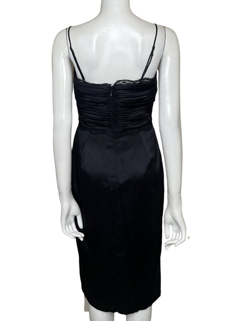 Vestido Tadashi Fruncido Negro - Talla 6