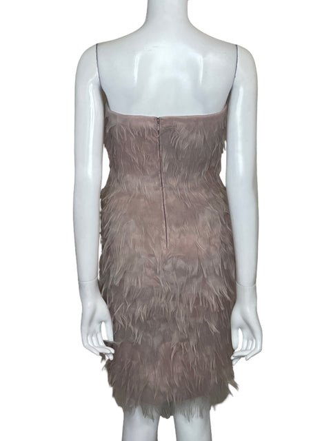 Vestido Tadashi Shoji Feathers Mini Rosado - Talla 4