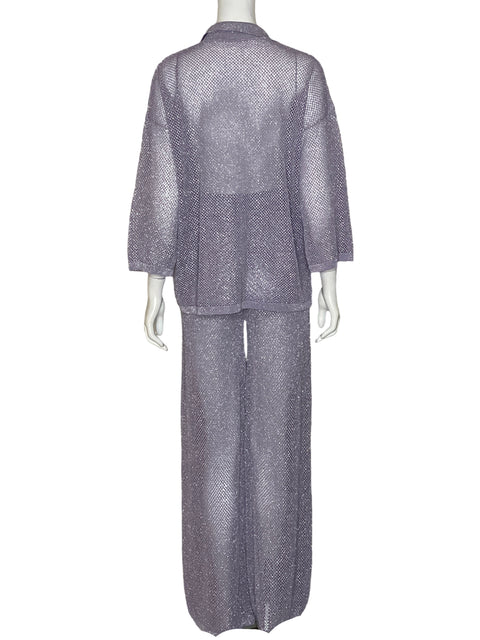 Set Qu Style Mesh Metalizado Morado - Talla XS
