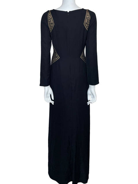 Vestido Tadashi Shoji Maxi Manga larga Negro - Talla 6