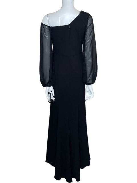 Vestido Betsy Adam Maxi Asimétrico Negro - Talla 6