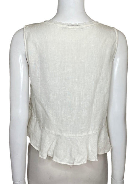 Blusa Zara Sin mangas Encaje Blanco - Talla M