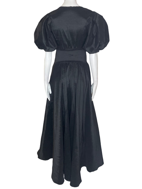 Vestido De Fiesta Tesoro Tps Fajon Suelto Abullonado Negro - Talla S
