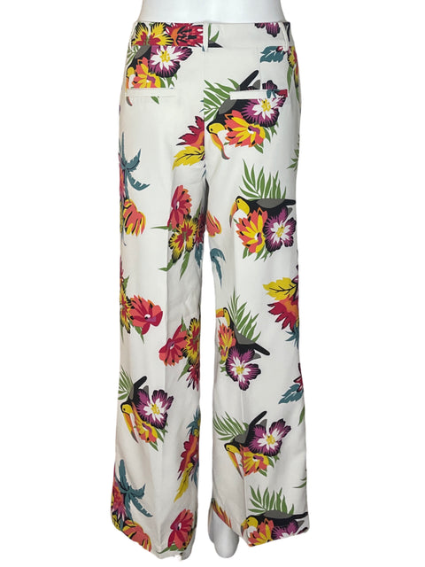 Pantalón Estampa Floral Wide-leg Blanco - Talla S