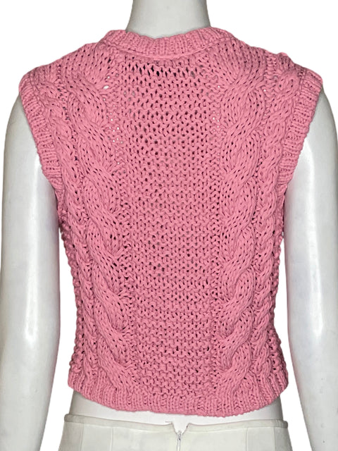 Chaleco Zara Botones Florales Rosado - Talla S
