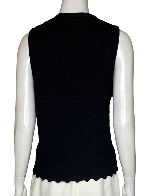 Chaleco Algodón Y Coco Bordado Negro - Talla S