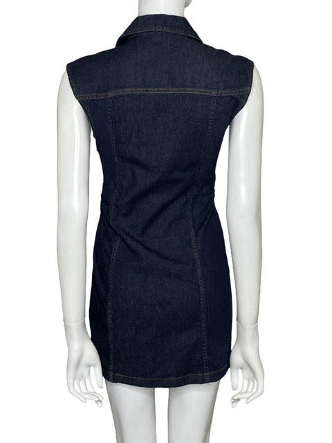 Vestido Zara Denim Drapeado Azul - Talla S