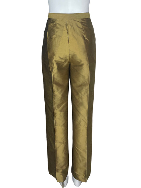 Pantalón Samuel Dong Recto Wide-leg Dorado - Talla M