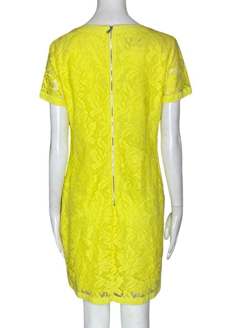Vestido Donna Morgan Tejido Manga corta Cuello redondo Amarillo - Talla 4