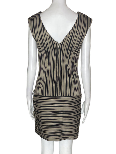 Vestido Explosion Mini Rayas Zipper Marrón - Talla 40