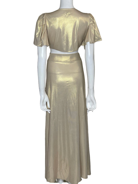 Set Moksha Falda+top Metalizado Dorado - Talla S