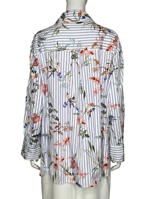 Blusa Zara Estampado Floral Azul - Talla L