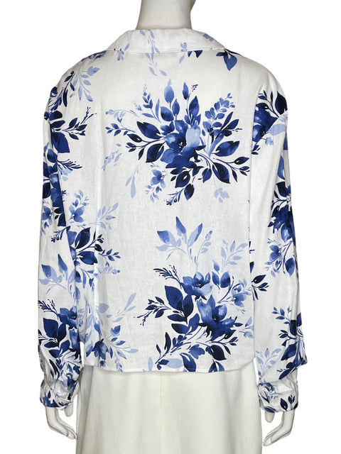 Blusa Ellen Tracy Estampado Floral Azul - Talla XL