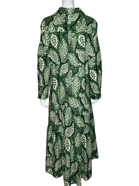 Vestido Zara Estampado Verde - Talla XL