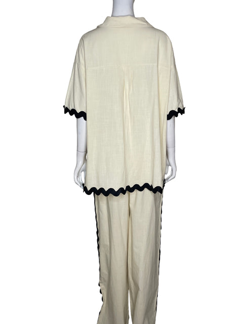 Conjunto Tesoro Tps Ribete De Ondas Negro Beige - Talla XL