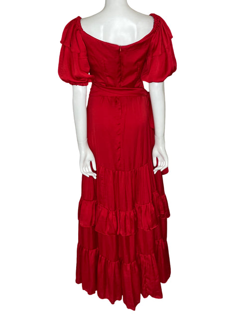 Vestido Andrea Rossi Satinado Maxi Rojo - Talla M