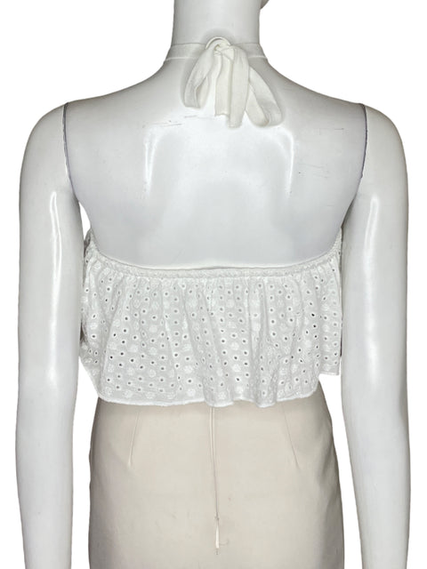 Top Zara Eyelet Halter Blanco - Talla S