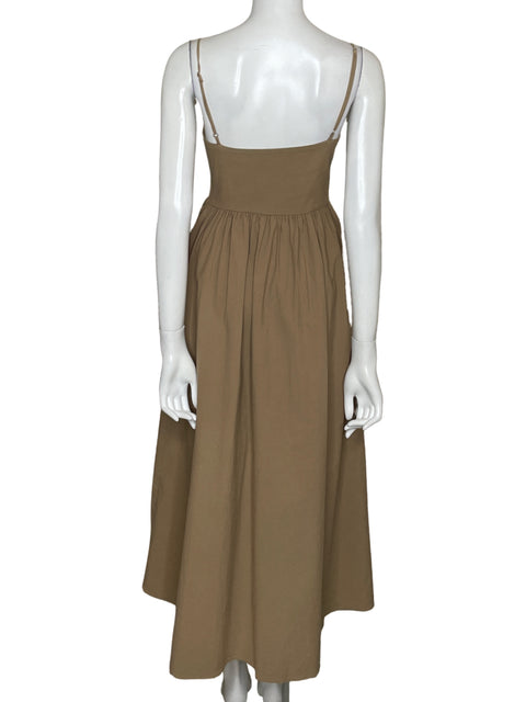 Vestido Zara Midi Corpiño Marrón - Talla S