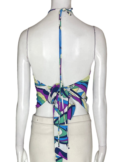 Blusa Tyche Estampado Tiras Nudo Verde - Talla L
