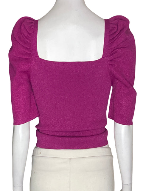Blusa Studio F Brillo Cuello v Abullonado Morado - Talla M