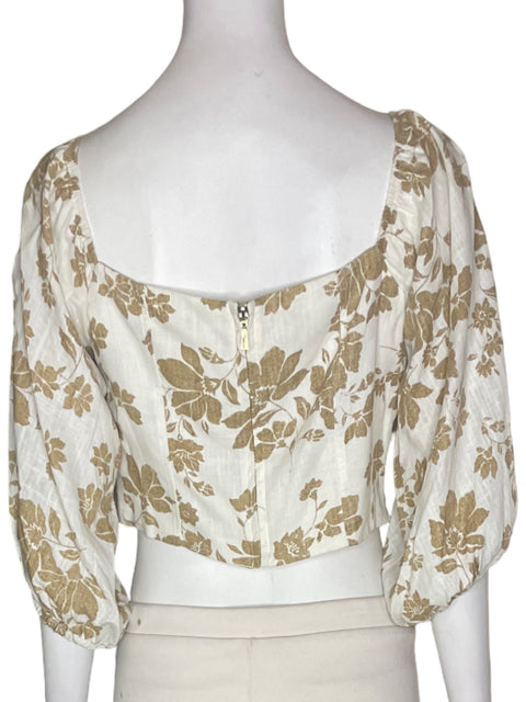 Blusa Studio F Estampado Abullonado Manga larga Marrón - Talla M