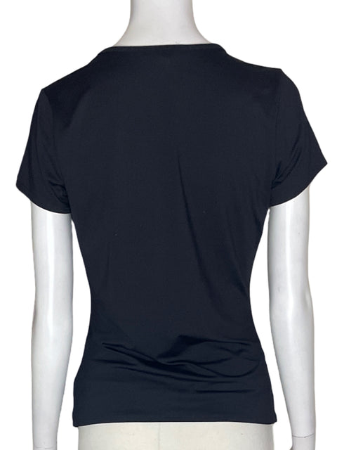 Blusa Studio F Manga corta Cuello redondo Pedreria Negro - Talla S