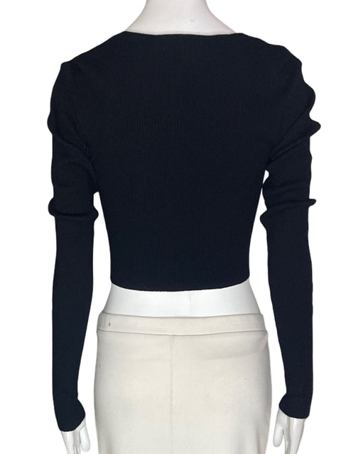 Blusa Mng Cuello v Manga larga Cruzado Negro - Talla S