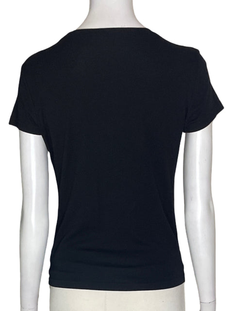 Blusa Runway Pedreria Cuello redondo Manga corta Negro - Talla S