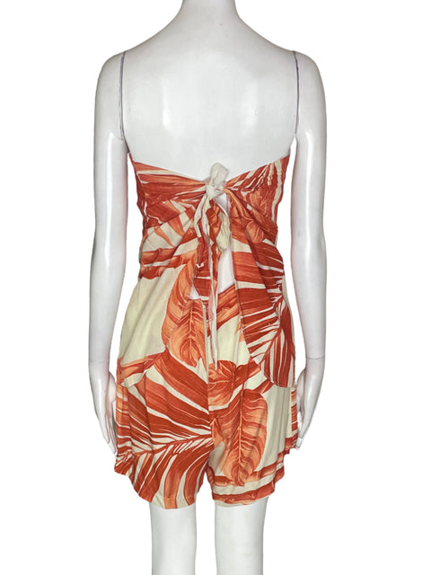 Romper Tesoro Tps Strapless Estampado Naranja - Talla S