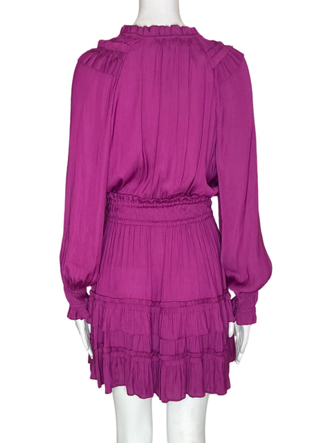 Vestido Current Air Plisado Abullonado Morado - Talla XS