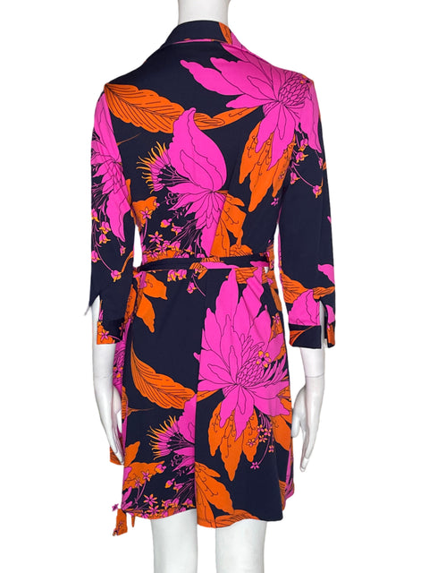 Vestido Julie Brown Estampado Cruzado Floral Rosado - Talla M