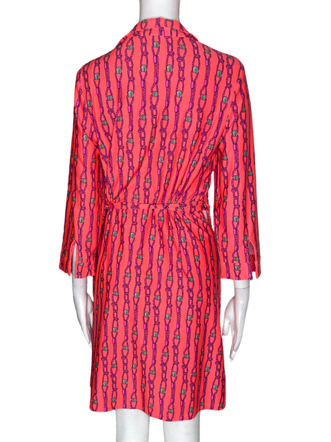 Vestido Julie Brown Midi Cruzado Cadenas Naranja - Talla L