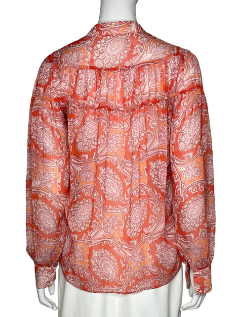 Blusa Mango Estampado Naranja - Talla XS
