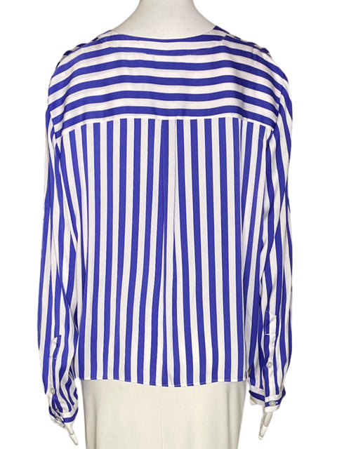 Blusa Ellen Tracy Rayas Cuello v Azul - Talla XL